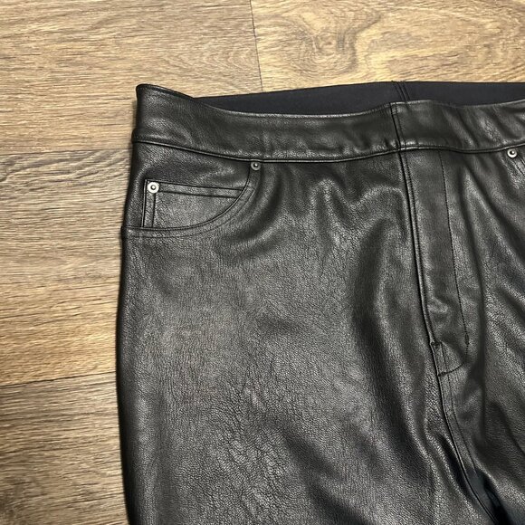 SPANX Leather-Like Ankle Skinny Pant Luxe Black Size XL Tall - Picture 7 of 10